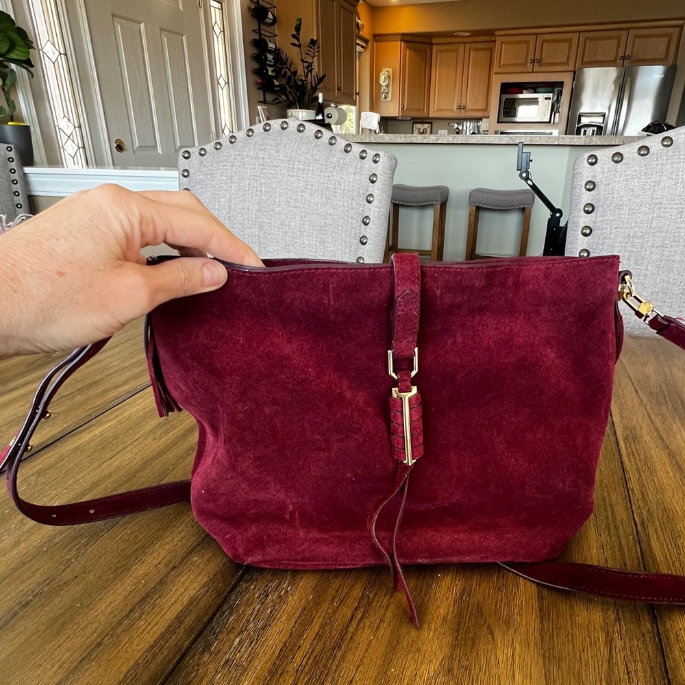 Stella & Dot Burgundy Suede Covet Bag